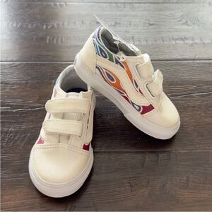 Vans Old Skool V Sparkle Flame Rainbow Glitter Sneaker Size 5.5 Toddler